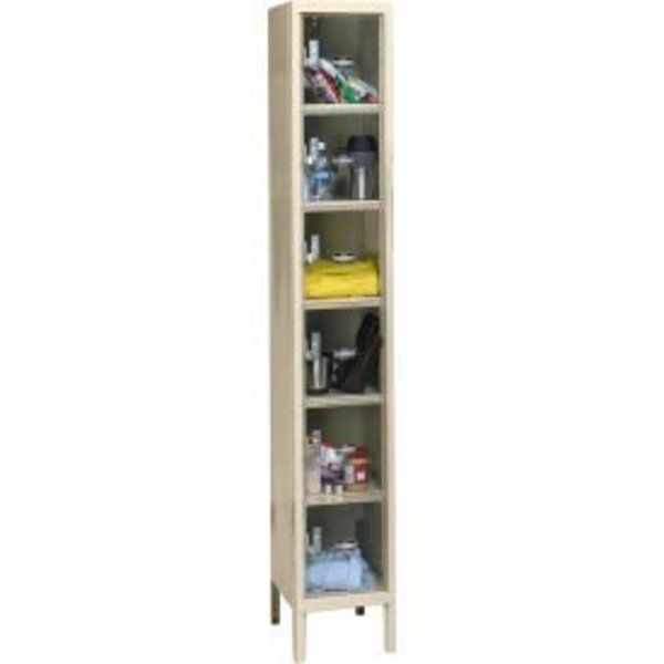 Global Equipment Six Tier 6 Door Clear View Locker, 12"Wx15"Dx12"H, Tan, Assembled B2318168